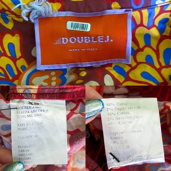 La DoubleJ Dress Bowling Floral Orange Relaxed Maxi Shirtdress Taranta XS GUC - Picture 7 of 12